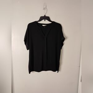 Black Boxy Short Sleeve Blouse